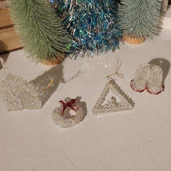 Ornaments vintage antique glass Christmas holiday 4 wreath house bells candle - Picture 5 of 12